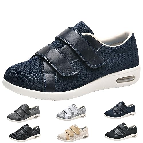 Damen-Gehschuhe Mit Fußgewölbeunterstützung, Verstellbarer Verschluss, Leicht, Atmungsaktiv, Gehschuhe Für Geschwollene Füße, Ödeme, Diabetikerschuhe Für Frauen (Blau, Herren 10/Damen 10,5) von XAoSCd