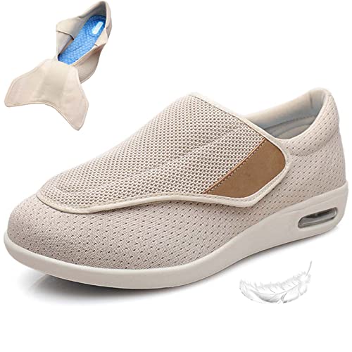 Damen-Wanderschuhe Mit Fußgewölbeunterstützung, Diabetische Ödeme, Plantarfasziitis, Arthritis, Geschwollene Füße, Mast Und Erweiterung, Schuhe Für Ältere Menschen, Herren, 12,5 (Beige, Herren 7/Dame von XAoSCd