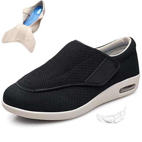 Damen-Wanderschuhe Mit Fußgewölbeunterstützung, Diabetisches Ödem, Plantarfasziitis, Arthritis, Geschwollene Füße, Dicker Und Breiter, Ältere Menschen, Schuhe, Herren, 12,5 (Schwarze Männer 10,5/Dame von XAoSCd