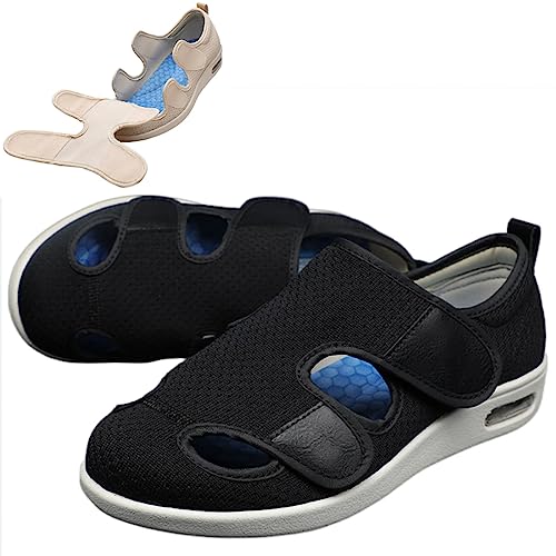 Diabetiker-Schuhe Für Ältere Männer, Outdoor-Walking-Sneaker, Orthopädische, Leichte, Bequeme Freizeit-Hausschuhe Für Ältere, Geschwollene Füße, Arthritis-Erholung (Schwarze Männer 10/Damen 10,5) von XAoSCd