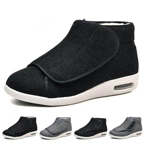 Diabetikerschuhe Für Herren In Extraweite, Warme Winterschuhe Aus Fleece Für Diabetiker, Rutschfeste, Runde Zehenpartie, Verstellbare, Breite Memory-Form-Stiefel, Extraweite Bootie-Hausschuhe (Schwa von XAoSCd