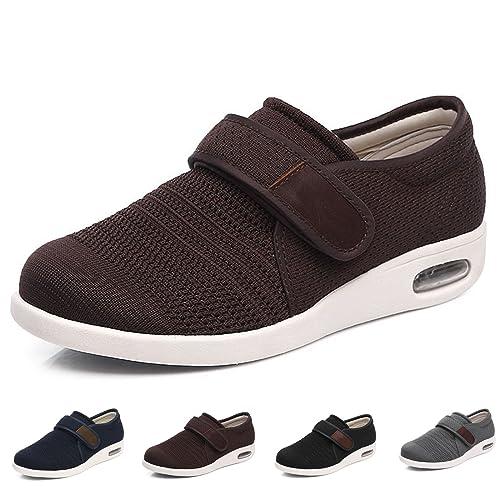 Extra Breite Walking-Ödem-Sneaker, Schuhe Für Damen, Geschwollene Füße, Einfacher Verschluss, Extra Breite Walking-Schuhe Für Senioren, Diabetiker-Schuhe – Drinnen Und Draußen (Braun, Herren 8/Damen von XAoSCd