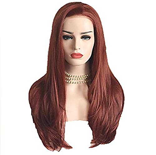 Lace-Front-Perücken, Synthetische Perücke, Cosplay-Perücke Für Damen, Klassisch/Glattes Haar, Brauner Geschichteter Haarschnitt/Synthetische Perücke Mit 150% Dichte Am Seitenteil, 20 Zoll (16 Zoll) von XAoSCd