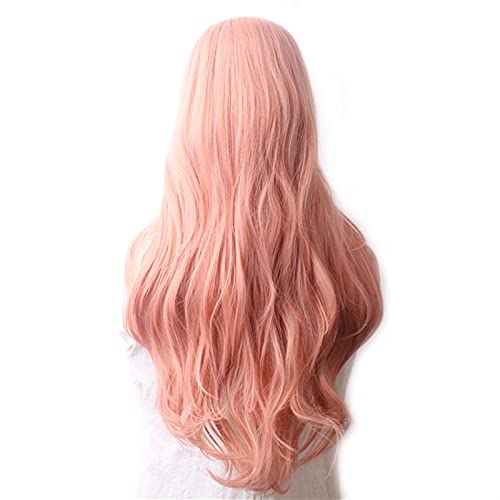 Perücke, Gewelltes Haar, Kunsthaar, Lang, Blau, Cosplay-Perücke Für Damen, Farbig, Rot, Rosa, Blond, Lila, Braun, Grün, Schwarz, Burgunderrot, Grau, Perücke Für Damen (Orange, 71,1 Cm) von XAoSCd