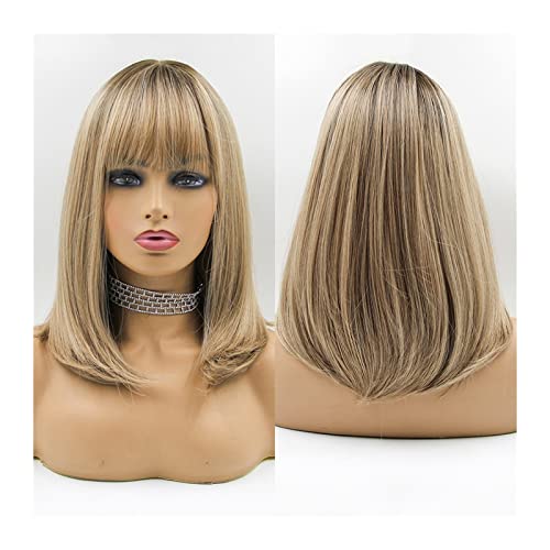 Perücke Ombre Blonde Perücken Mit Pony Mittellange Glatte Bob-Synthetikperücken Für Frauen Natürlich Aussehende Alltags-Cosplay-Perücken Hitzebeständige Faserperücken Graue Perücken Für Frauen Perücke Ombre Blonde Perücken Mit Pony Mittellange Glatte Bob-Synthetikperücken Für Frauen Natürlich Aussehende Alltags-Cosplay-Perücken Hitzebeständige Faserperücken Graue Perücken Für Frauen von XAoSCd