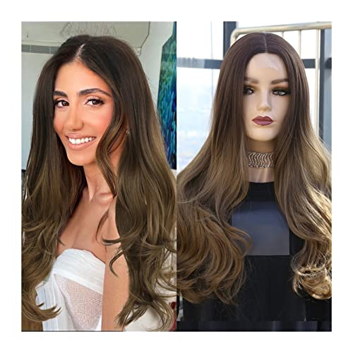 Perücke Synthetische Spitzenperücken 24 Zoll Langwellige Mittelscheitelperücken Für Frauen Hochtemperaturfaser Kleine Fläche Spitzenperücke Modische Natürliche Party-/Alltags-/Cosplay-Grauperücken Fü von XAoSCd