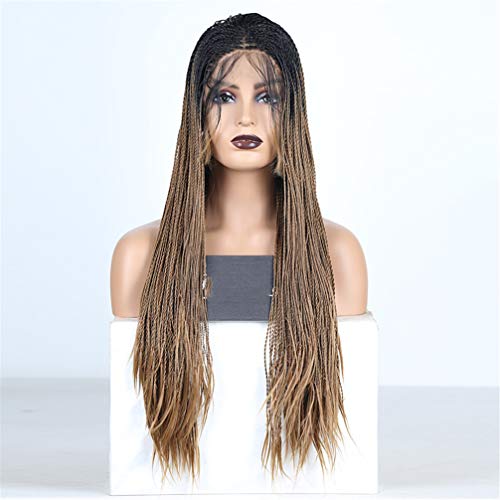 Synthetische Frontperücken Damen Lange Ombre Braune Haarperücke 2X Twist Braid Perücke Zweifarbige Synthetische Frontperücke, 26 Zoll (16 Zoll) von XAoSCd