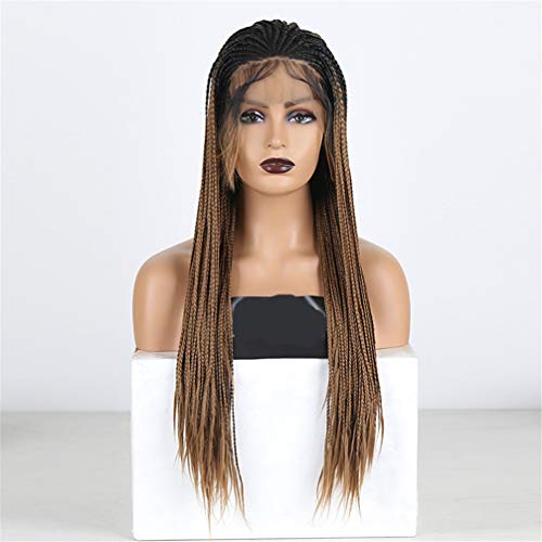 Synthetische Frontperücken Damen Lange Synthetische Frontperücke Ombre Braun Hitzebeständiges Haar Cosplay Perücke Für Damen Hitzebeständige Fasergeflecht Synthetische Perücke,B,26 Zoll (18 Zoll|A) von XAoSCd