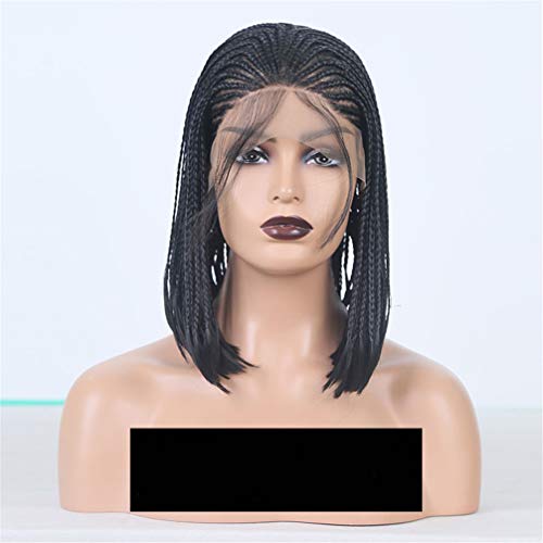 Synthetische Frontperücken Kurze Ombre Braune Geflochtene Box Braid Synthetische Perücke Mittelfrontperücke Mit Babyhaar Schwarze Frauen Häkeln Flechthaar Hitzebeständige 150-Dichte-Perücke,B,16 Zoll von XAoSCd