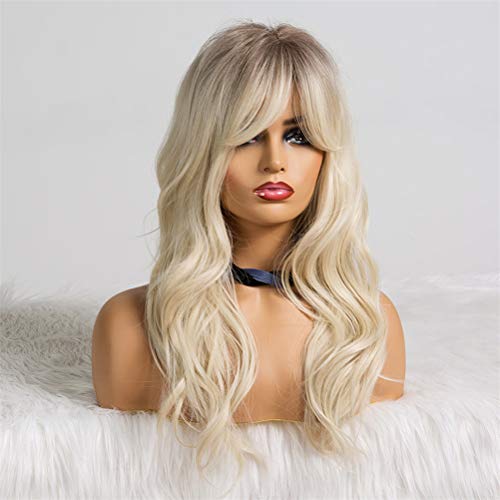 Synthetische Frontperücken Ombre Schwarz Braun Blonde Lange Gerade Synthetische Perücke Für Damen Party Cosplay Perücke Mit Seitlichem Pony Hitzebeständig,C (F) von XAoSCd