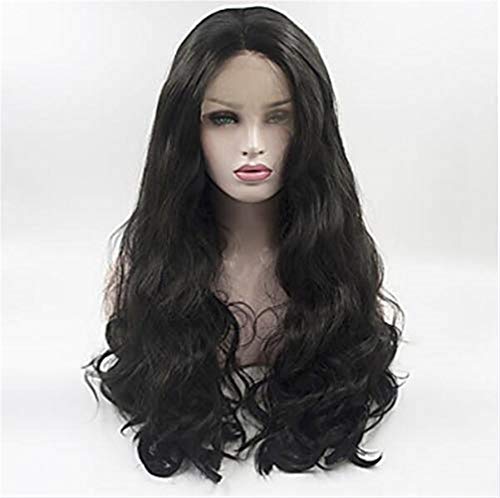 Vordere Perücken, Synthetische Perücken Für Damen, Schwarz, Mittlere Locken, 180% Dichte, Kunsthaar, Verstellbar, Hitzebeständig, Elastisch, Perücke, 24 Zoll (18 Zoll) von XAoSCd