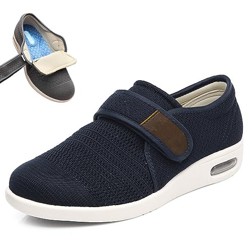 XAoSCd Diabetiker-Schuhe Für Ältere Männer, Verstellbarer Verschluss Für Arthritis, Geschwollenes Ödem, Plantarfasziitis, Geschwollene Füße, Wanderschuhe (Blau, Herren 9/Damen 10) von XAoSCd