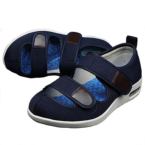 XAoSCd Diabetikerschuhe Für Herren, Breite Schuhe Für Ödeme, Atmungsaktive Memory Foam-Leichtlauf-Sneaker Für Geschwollene Füße Älterer Menschen (Blau, Herren 12/Damen 13) von XAoSCd