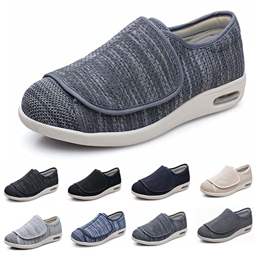 XAoSCd Extra Breite Ödem-GEH-Sneaker, Herrenschuhe Mit Weiter Weite Und Verstellbarem Verschluss, Leicht, Herren 9,5/Damen 10,5 (Dunkelgrau, Herren 10,5/Damen 11,5) von XAoSCd