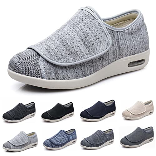 XAoSCd Extra Breite Ödem-GEH-Sneaker, Herrenschuhe Mit Weiter Weite Und Verstellbarem Verschluss, Leicht, Herren 9,5/Damen 10,5 (Hellgrau Herren 11/Damen 12) von XAoSCd