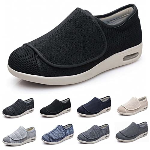 XAoSCd Extra Breite Ödem-GEH-Sneaker, Herrenschuhe Mit Weiter Weite Und Verstellbarem Verschluss, Leicht, Herren 9,5/Damen 10,5 (Schwarz, Herren 11/Damen 12) von XAoSCd