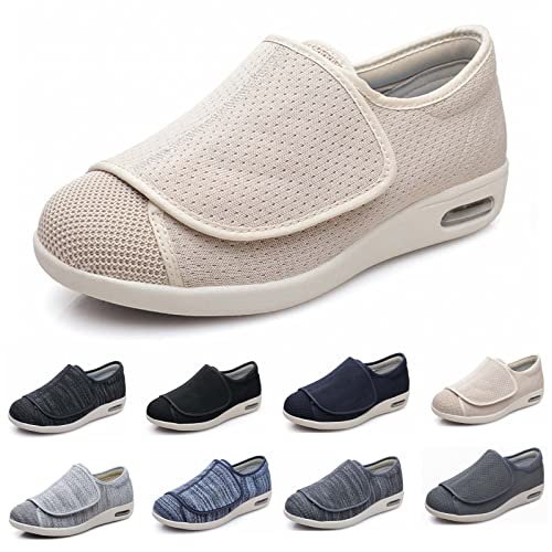 XAoSCd Extra Breite Walking-Ödem-Sneaker, Herren-Schuhe Mit Breiter Breite Und Verstellbarem Verschluss, Leicht, Herren 9,5/Damen 10,5 (Dunkelgrau A, Herren 9,5/Damen 10,5) von XAoSCd