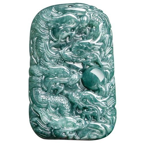 XAoSCd Geschnitzter Jade-Anhänger Mit Drachenmarke – Natürliche Blaue Jadeit-Halskette Für Männer Und Frauen (Blaue Jade-Drachenmarke, Blaue Jade-Drachenmarke) von XAoSCd