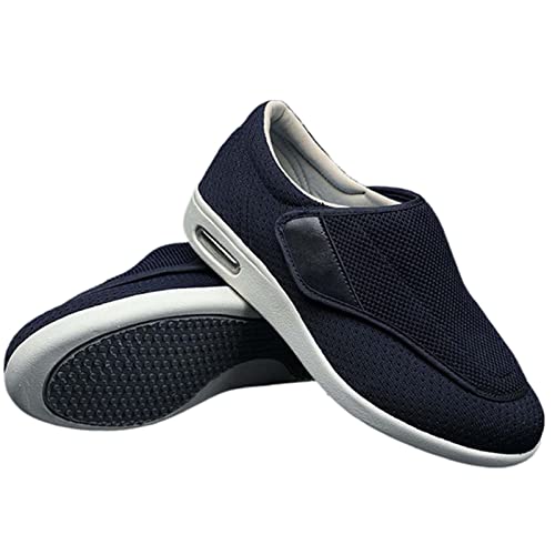 XAoSCd Leichte Wander-Sneaker, Verstellbarer Verschluss, Leicht, Atmungsaktiv, Geschwollene Füße, GEH-Ödem-Sneaker, Herren 12/Damen 13 (Blau, Herren 5,5/Damen 6,5) von XAoSCd