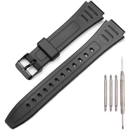 18 mm Gummiarmband, kompatibel mit Casio W800HG Series Uhrenarmband W-800H, Ersatzarmband, Einheitsgröße, Harz, Kein Edelstein 18 mm Gummiarmband, kompatibel mit Casio W800HG Series Uhrenarmband W-800H, Ersatzarmband, Einheitsgröße, Harz, Kein Edelstein von XBDSW