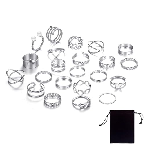 XBFOCNH 22pcs Vintage Silber Punk Ringe Set für Männer Frauen Offene Knuckle Emo Ring Stapelbare Gothic Rings Set Fingerringe Boho Silber XBFOCNH 22pcs Vintage Silber Punk Ringe Set für Männer Frauen Offene Knuckle Emo Ring Stapelbare Gothic Rings Set Fingerringe Boho Silber von XBFOCNH