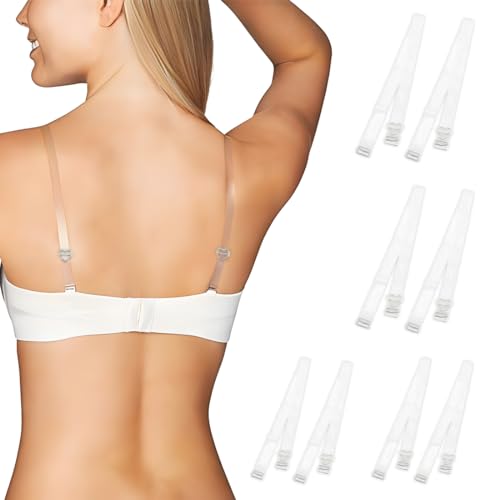 XBFOCNH 4 Paare Unsichtbarer Klare BH Träger, Transparent BH-Träger, Verstellbare Durchsichtige BH-Träger, Transparenten Ersatz-BH-Träger von XBFOCNH