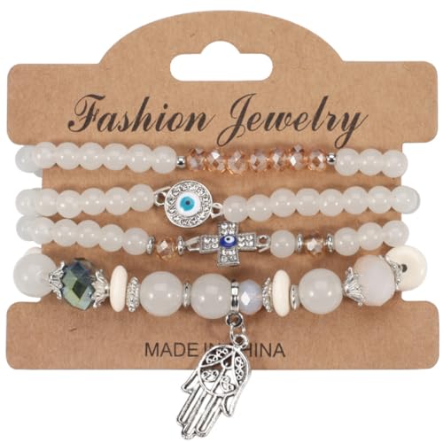 XBFOCNH 4-teiliges Set Damen Kristall Perlen Armband Mehrschichtiges Steine Armband Boho Modeschmuck Beste Freundin Geschenke XBFOCNH 4-teiliges Set Damen Kristall Perlen Armband Mehrschichtiges Steine Armband Boho Modeschmuck Beste Freundin Geschenke von XBFOCNH