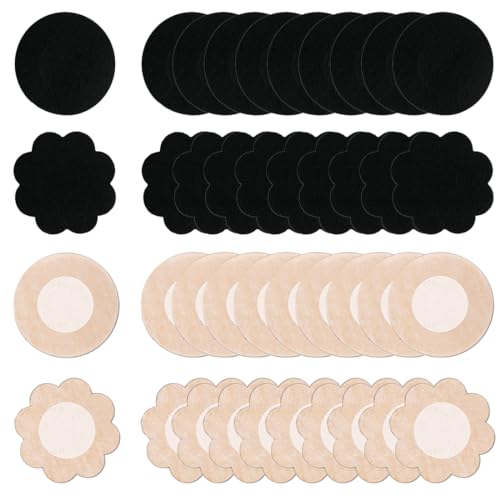 XBFOCNH 40 pcs Nippelabdeckungen Einweg-Brustpasteten Pflaumenförmig Rund Selbstklebend Natürlich Unsichtbare Nippelaufkleber Blütenblätter Brustabdeckungen Für Frauen von XBFOCNH