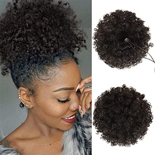 Afro Puff Kordelzug Pferdeschwanz Synthetische Pferdeschwanz Erweiterung für Schwarze Frauen Kurze Kinky Lockige Bun Haar Extensions Haarteile (2#) von XBHNISDH