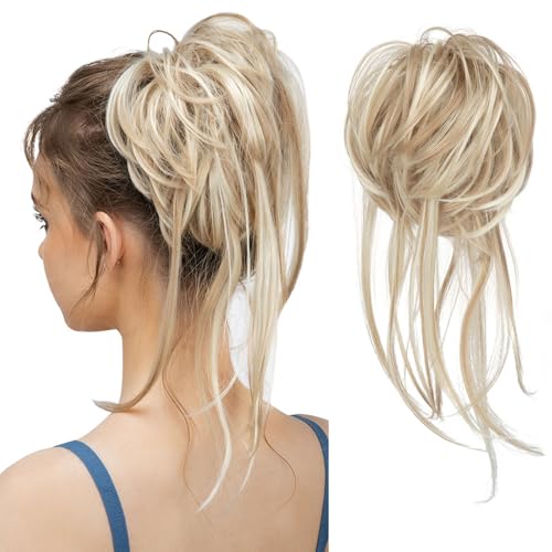 Messy Bun Haarteil, zerzauste Hochsteckfrisur, Haarverlängerung, synthetisches elastisches Haarteil, Pferdeschwanz, Haargummi für Damen (24BH613) von XBHNISDH