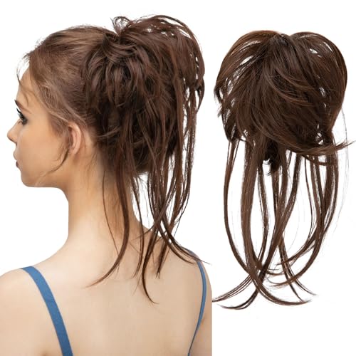 Messy Bun Haarteil, zerzauste Hochsteckfrisur, Haarverlängerung, synthetisches elastisches Haarteil, Pferdeschwanz, Haargummi für Damen (8B) von XBHNISDH