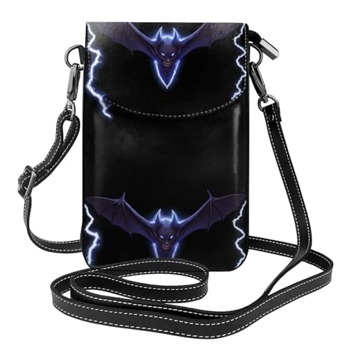XBKGOHA Kleine Handy-Geldbörse, 19,3 x 12,4 cm, Lightning-Fledermaus-Druck, Leder-Crossbody-Klappe, Handytasche für Damen, perfekt für Spaziergänge, Camping von XBKGOHA
