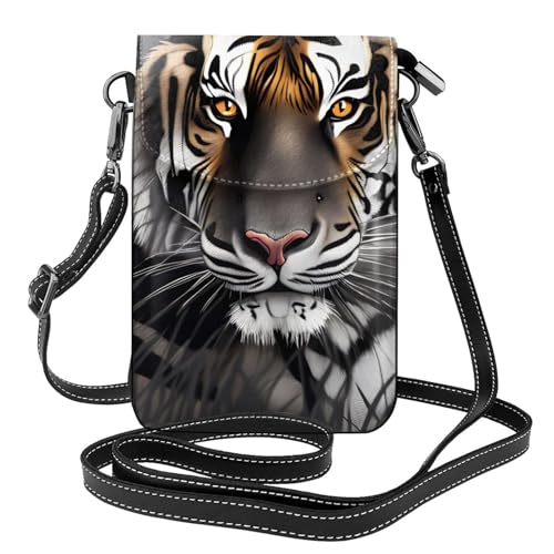 XBKGOHA Kleine Handy-Geldbörse, 19,3 x 12,4 cm, Tiger im Ruhezustand, Leder, Crossbody-Klappe, Handytasche für Damen, perfekt für Spaziergänge, Camping von XBKGOHA