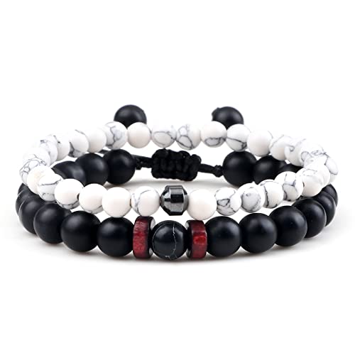 2 teile/satz Männer Armbänder Natürliche Tiger Auge Stein Schwarz Lava Perlen Armband Handgemachte Einstellbare Strand Armbänder Frauen Yoga Schmuck, stil 2 von XBOW