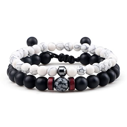 2 teile/satz Männer Armbänder Natürliche Tiger Auge Stein Schwarz Lava Perlen Armband Handgemachte Einstellbare Strand Armbänder Frauen Yoga Schmuck, stil 3 von XBOW