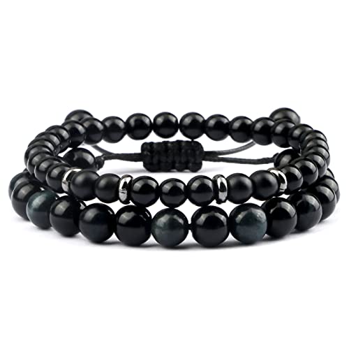 2 teile/satz Männer Perlen Armbänder Natürliche Tiger Auge Stein Geflochtene Armbänder Strand Einstellbare Armband Frauen Yoga Handgelenk Schmuck, stil 10 von XBOW