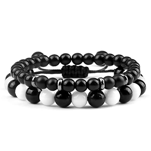 2 teile/satz Männer Perlen Armbänder Natürliche Tiger Auge Stein Geflochtene Armbänder Strand Einstellbare Armband Frauen Yoga Handgelenk Schmuck, stil 3 von XBOW