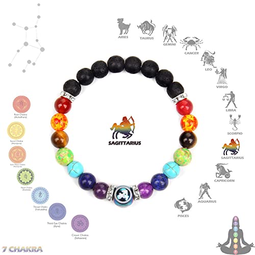 7 Chakra Armband Natursteinperle 12 Konstellationsarmbänder für Männer Frauen Kristall Angst Meditation Schmuck, Schütze von XBOW