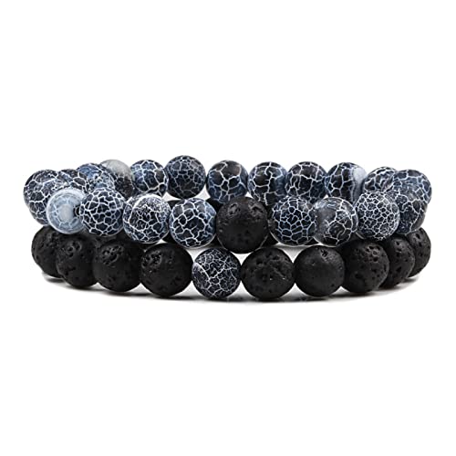 Klassische Paar Balance Armbänder Set Natürliche Tiger Auge Schwarz Lava Stein Perlen Armbänder Armbänder Armbänder Frauen Männer Yoga Energie Schmuck, stil von XBOW