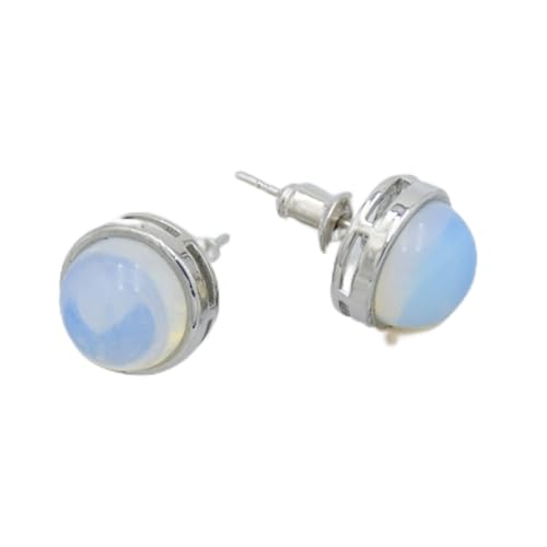 Naturstein Runde Stud Ohrringe Tiger Auge Rosa Quarz Kristall Opal Silber Farbe Einfache Ohr Schmuck Für Frauen Mädchen Ohrring, opal von XBOW