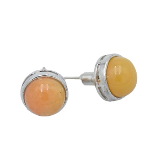 Naturstein Runde Stud Ohrringe Tiger Auge Rosa Quarz Kristall Opal Silber Farbe Einfache Ohr Schmuck Für Frauen Mädchen Ohrring, orange Jade von XBOW