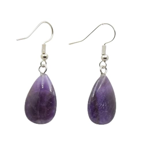 Tränen Wasser Tropfen Lila Kristall Opal Kristall Lazuli Perlen Haken Baumeln Naturstein Anhänger Ohrringe Handgemachte Frauen Schmuck, Amethysten von XBOW