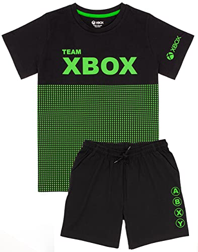 Xbox Pyjamas Jungen Grüne oder Schwarze Optionen Kinder Gamer T-Shirt Shorts PJs 7-8 Jahre von Xbox