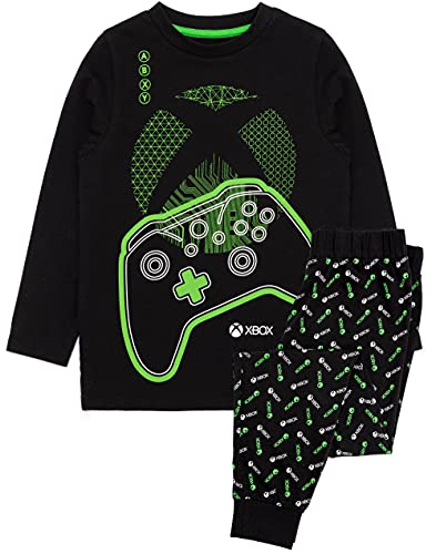 Xbox Pyjamas Jungen Kinder Schwarz Grün Langarm T-Shirt & Legging Gamer PJS 11-12 Jahre von Xbox