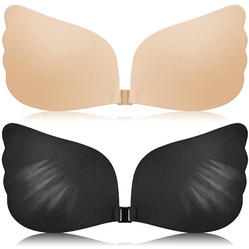 XBZYS Klebe Push-Up BH, 2 Stücke, Unsichtbar, Rückenfrei Trägerlos, Wiederverwendbar Sticky Bra, Silikon Selbstklebend für Rückenfreie Kleidung, Abendkleid (Cup-Größe: B) von XBZYS