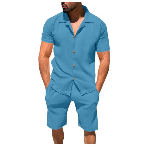 XBlave Herren Schlafanzug Sommer Einfarbig Pyjama Set Kurz Zweiteilige Nachtwäsche Kurzwear Basic Mode Schlafanzughose Kurz Gummizug Pyjama Set Zweiteiliger Nachtwäsche mit Knopfleiste Set XBlave Herren Schlafanzug Sommer Einfarbig Pyjama Set Kurz Zweiteilige Nachtwäsche Kurzwear Basic Mode Schlafanzughose Kurz Gummizug Pyjama Set Zweiteiliger Nachtwäsche mit Knopfleiste Set von XBlave