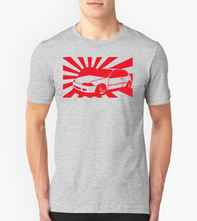 Jdm Honda Civic T-Shirt 5Th Gen Grau Vtec Japan Sonderedition Rot Jdm Honda Civic T-Shirt 5Th Gen Grau Vtec Japan Sonderedition Rot von XBrosApparel