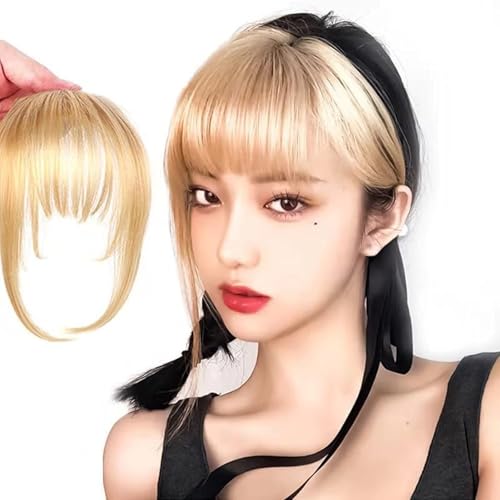 Clip in Bangs 100% Echthaar One Piece Clip On Pony Fringe Haarteil DIY Clip In Air Bangs Haarverlängerung Mode 3D Air Fringe Ultradünne Nahtlose Gefälschte Bang Perücke für Frauen Mädchen von XCHANJUN