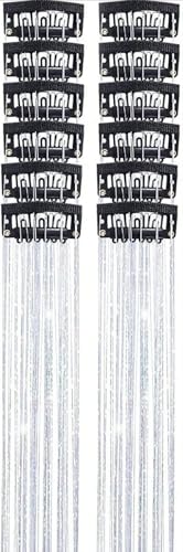 Farbig Haarverlängerungen Clip in on Perückenteile für Mädchen Hitzebeständige Strähnen synthetische Haarteile mehrfarbig Anklipsen Haarschmuck für Frauen Party-Highlights 12 Stück von XCHANJUN