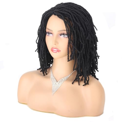 Geflochtene Perücken 10 Zoll Kunsthaar Kurzer Bob Perücken für Frauen Schwarz Blond Rot Dreadlocks Haar Göttin Faux Curly Twist Perücke Frauen von XCHANJUN